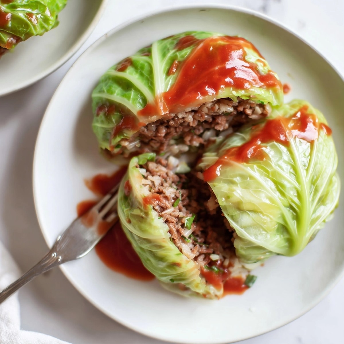 Comfort food: baked Simple Gołąbki recipe, a delicious ground beef and rice-filled cabbage delight.