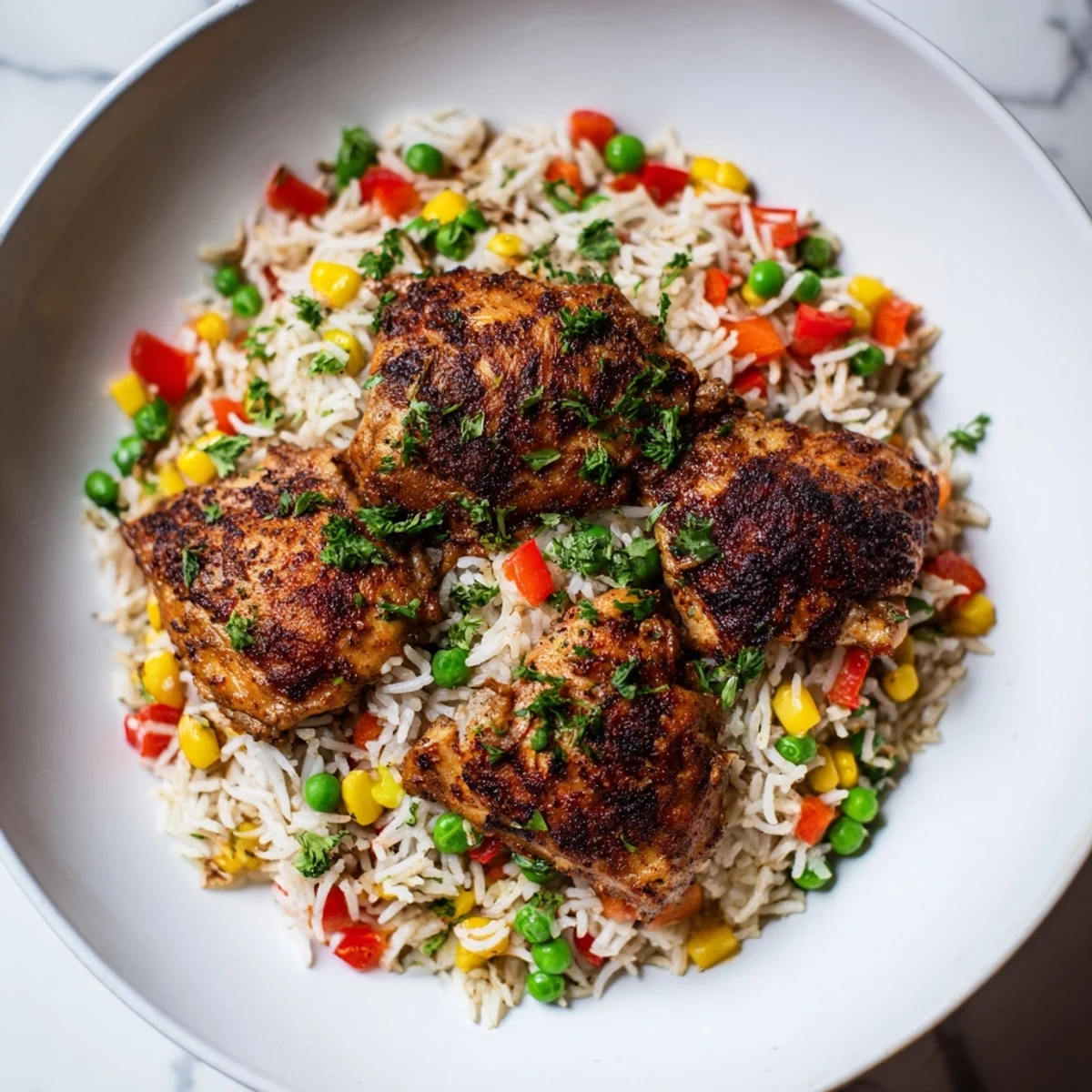 Golden-brown Smoked Paprika Chicken and Rice Casserole, a hearty and flavorful American dinner.