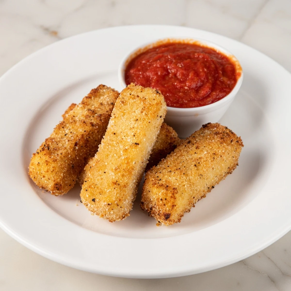 Crispy air fryer mozzarella stick grilled cheese fingers; a delightful snack served with warm dipping sauce.
