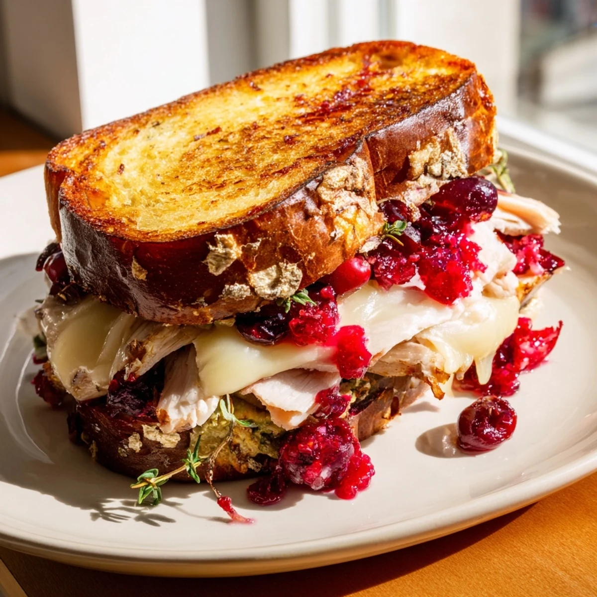 Mouthwatering Pesto Cranberry Turkey Grilled Cheese Melt made with turkey and cranberry sauce, delicious.