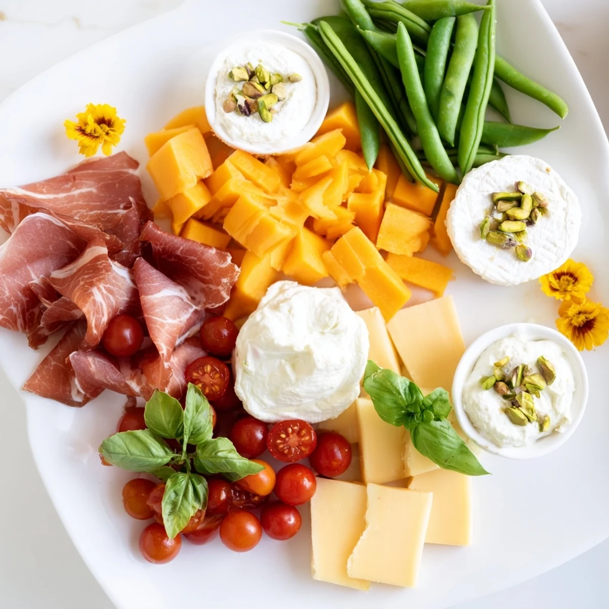 Dragonfly Dance Appetizer Tray: Colorful veggies, meats, and cheeses arranged elegantly for your next party.