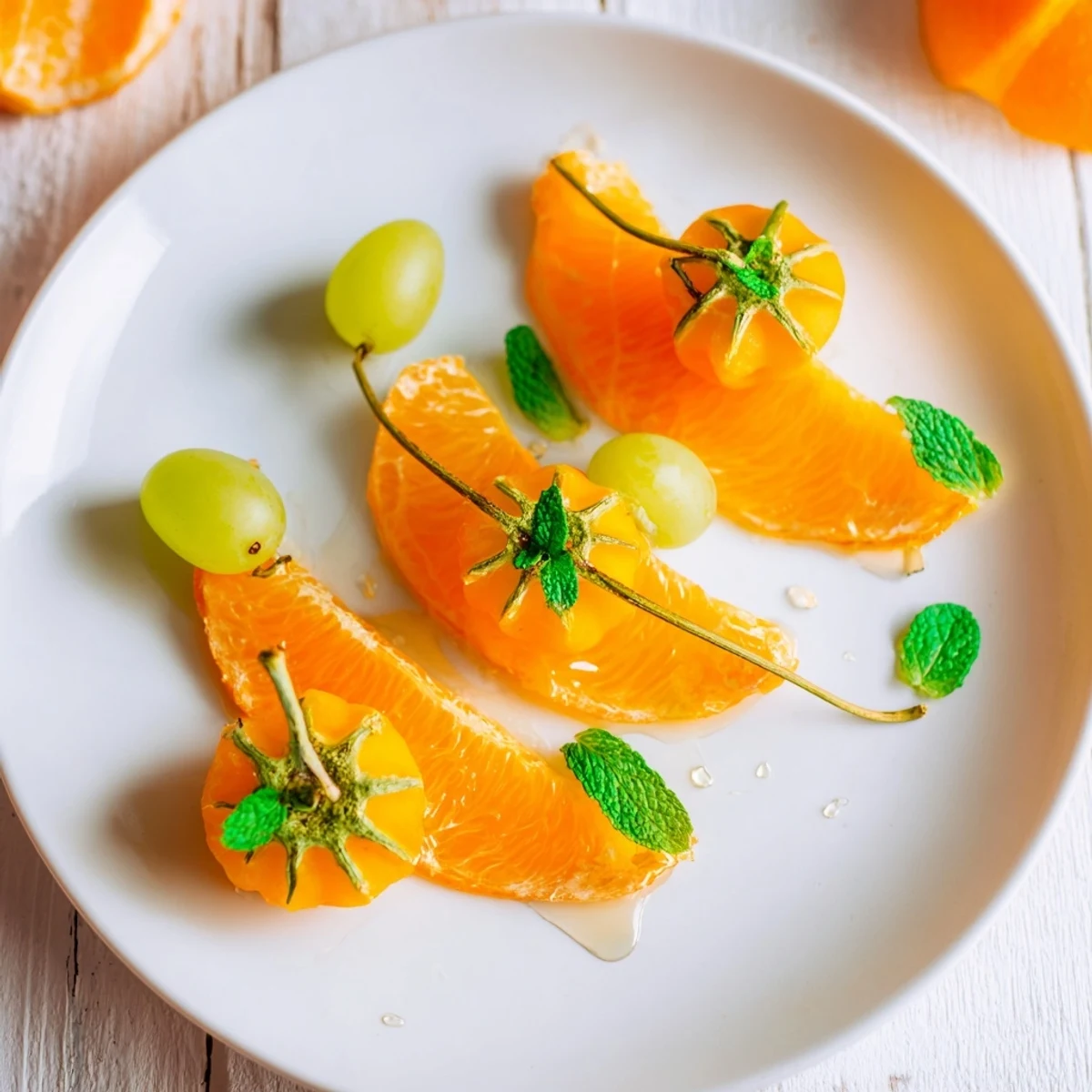 Festive pumpkin patch orange slices arranged on a platter, ready for a healthy Halloween snack.