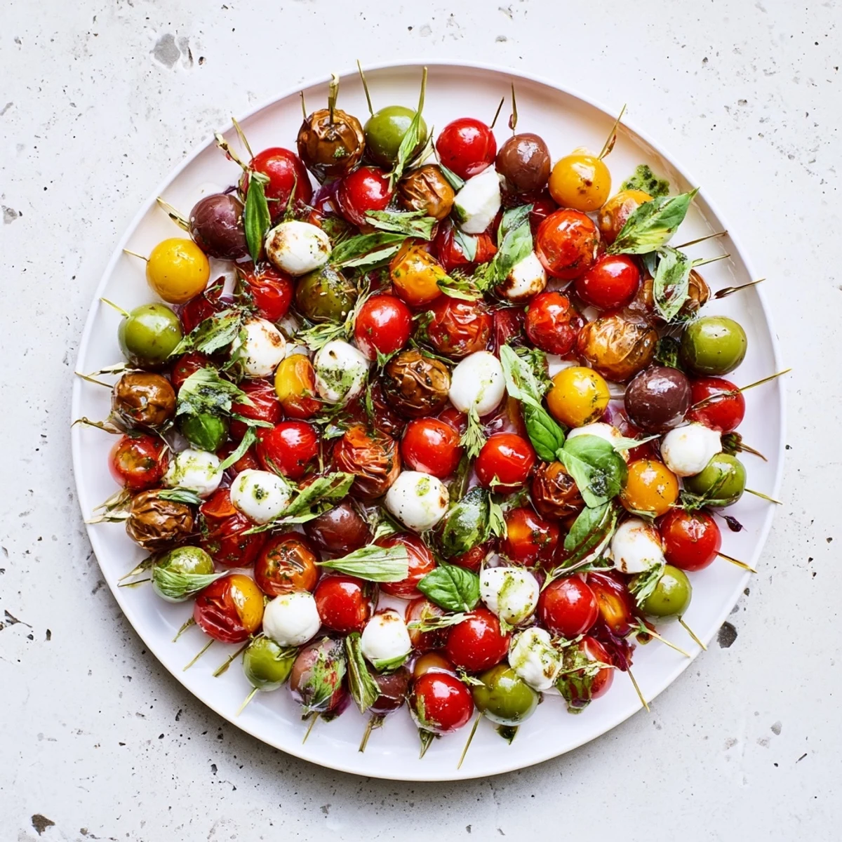This colorful Appetizer Wreath features a delicious ring of olives and cherry tomatoes drizzled beautifully.