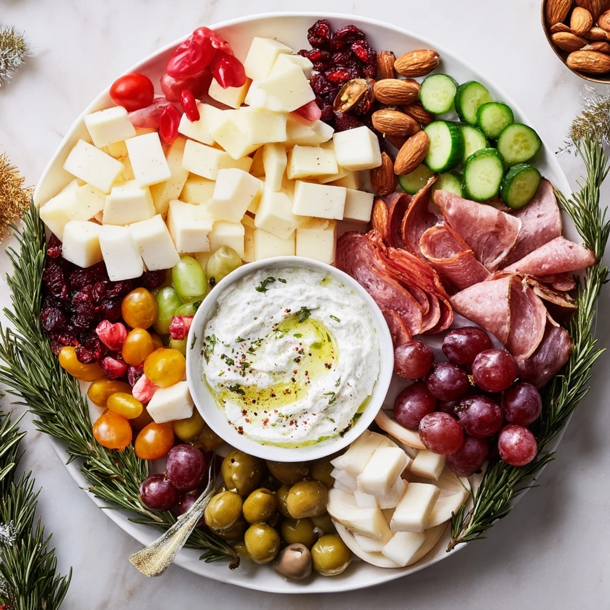 Evergreen Wreath Board Appetizer