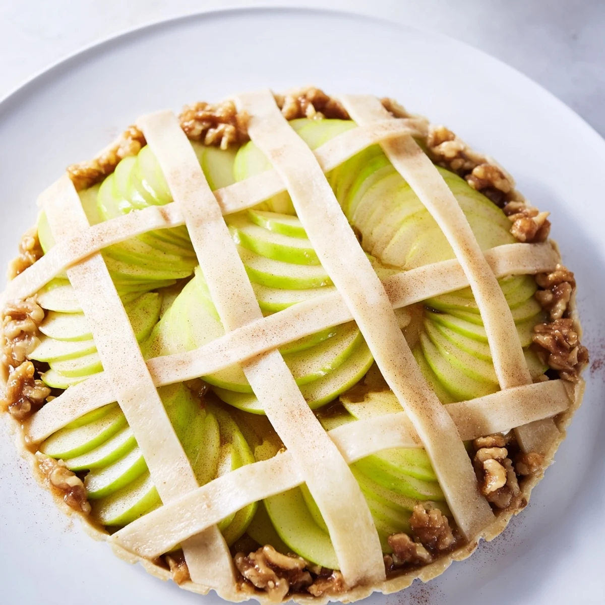 This gorgeous close-up shows The Lattice Orchard with a perfectly woven apple top and shimmering glaze.