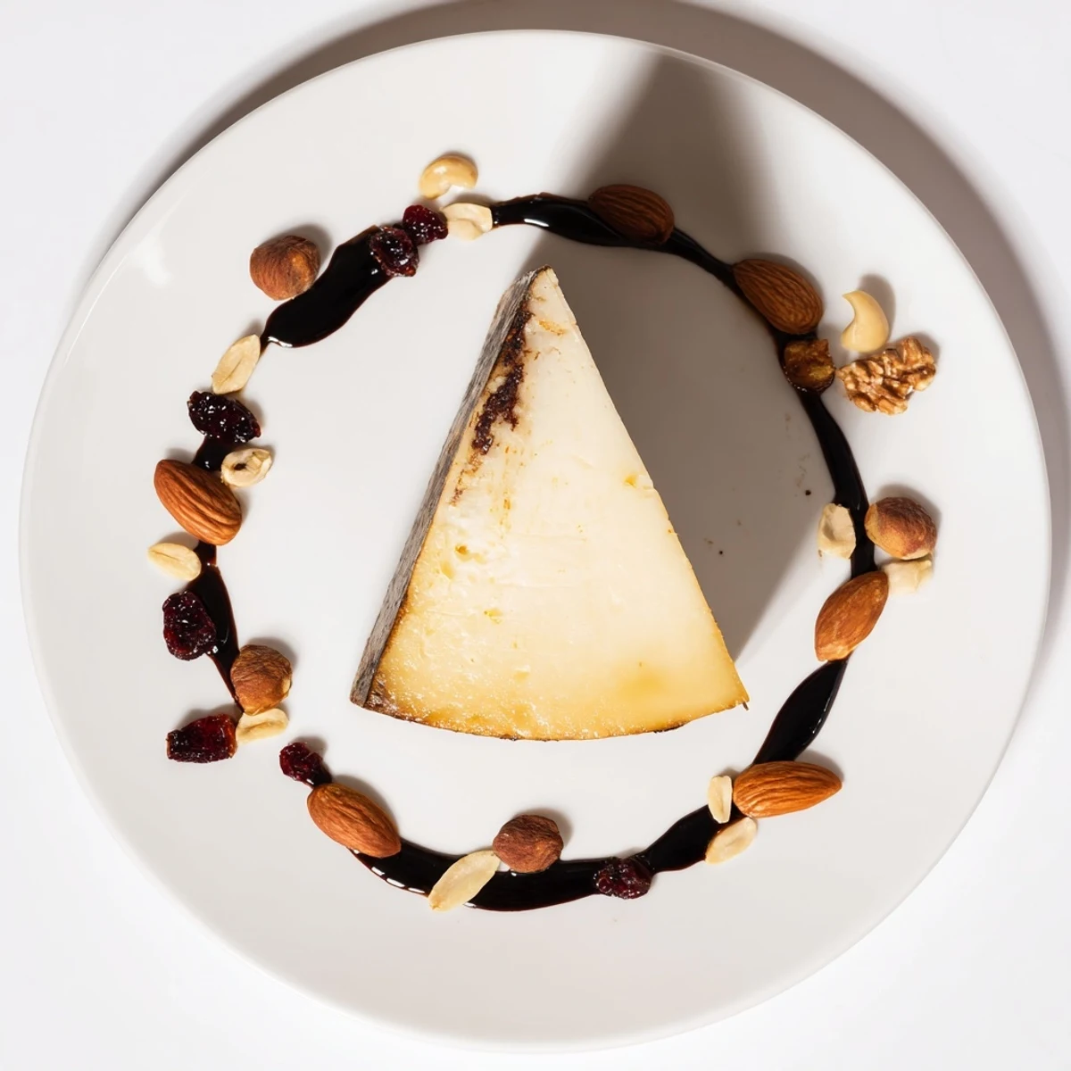 Beautiful The Sundial cheese platter with aged cheese and balsamic glaze, a delicious gluten-free appetizer.