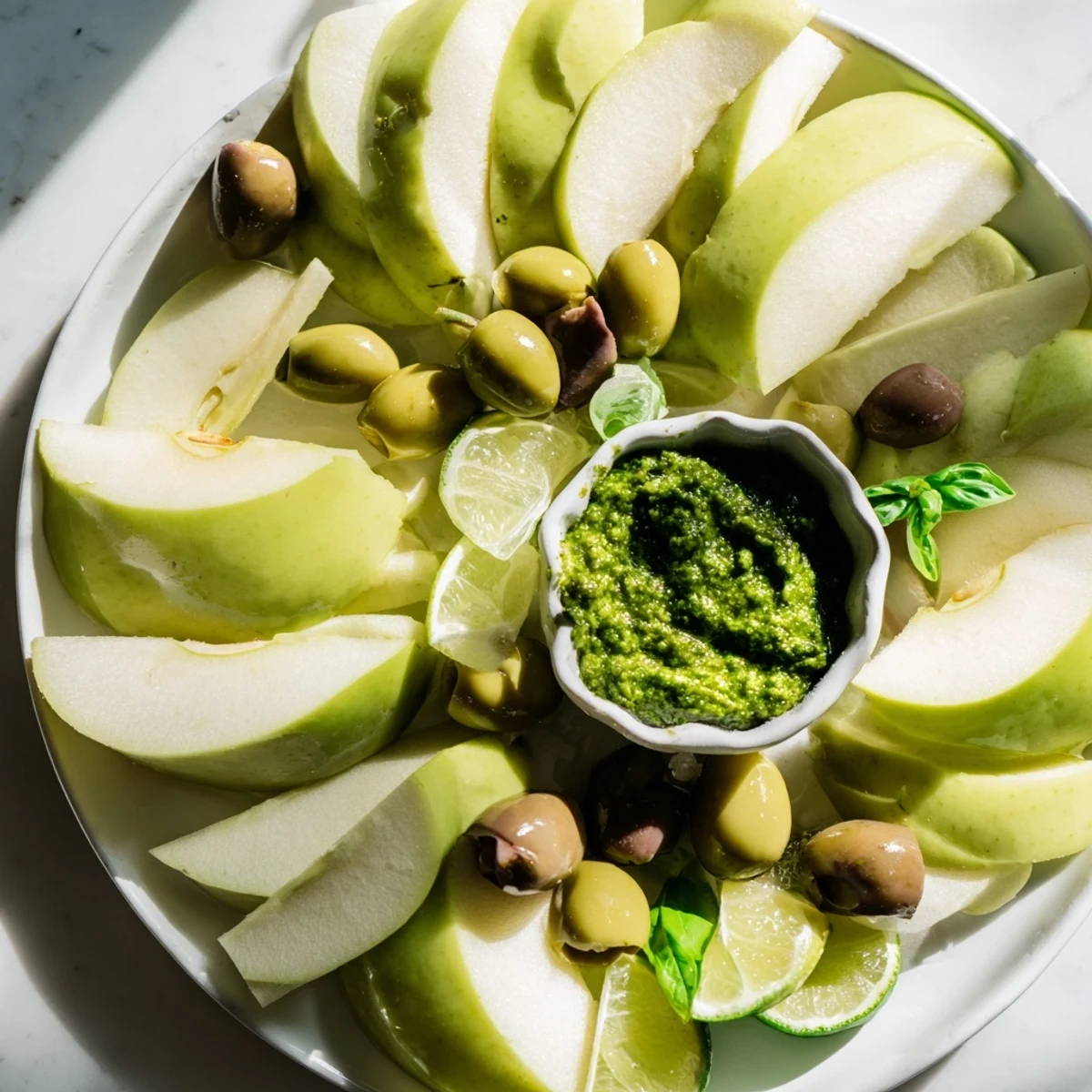 Vibrant photo of The Emerald City: A tempting snack board with refreshing green components.