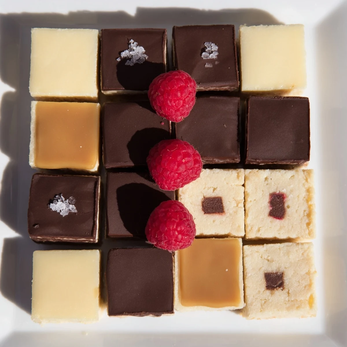 Checkerboard Terrace: A visually striking dessert featuring alternating squares of sweet, salty, and crunchy textures.