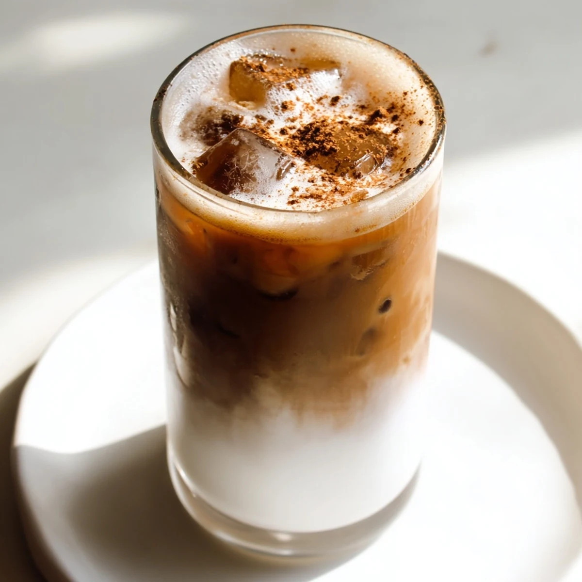 Frothy Iced Brown Sugar Oat Latte, golden and creamy, ready within minutes, a delightful coffee treat.