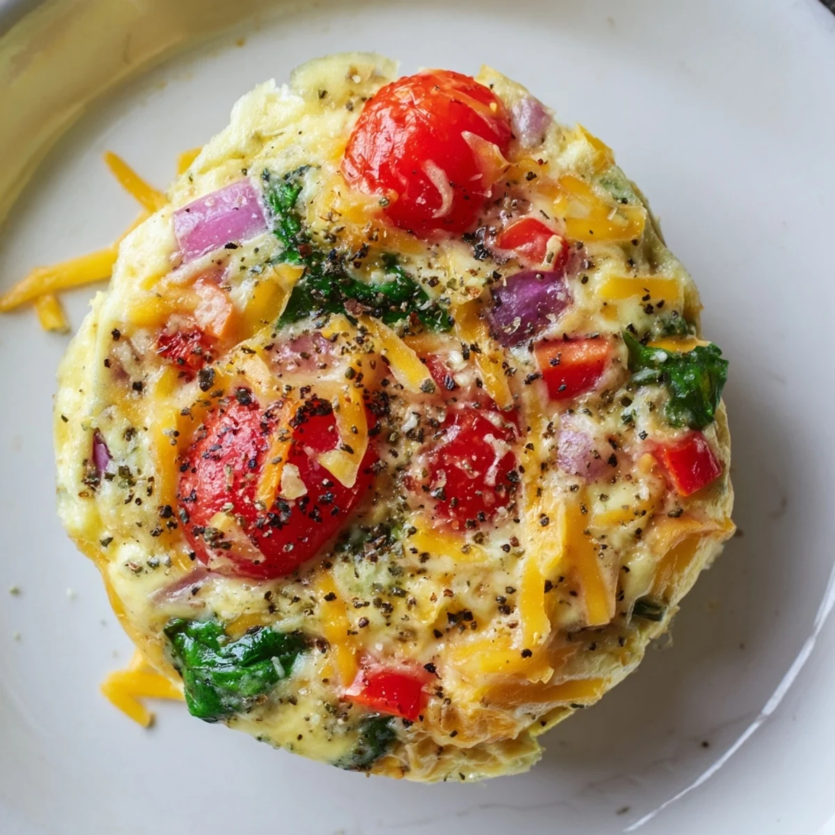 View of fluffy Veggie Egg Muffins, golden brown with vibrant vegetables inside, ready to eat.