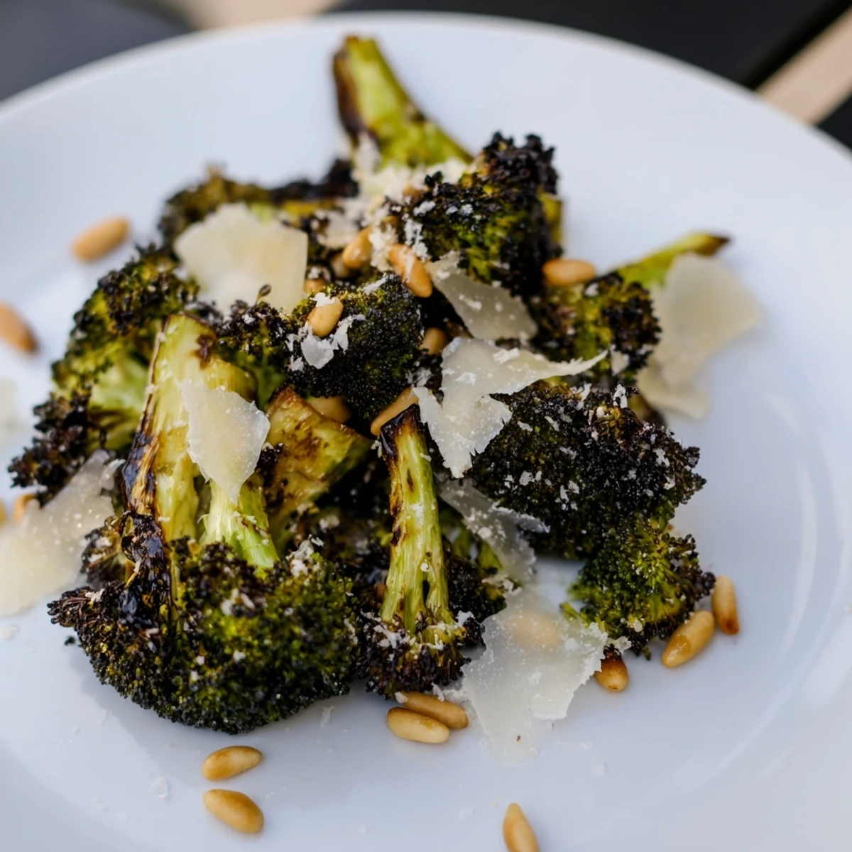 This delicious charred broccoli salad features roasted florets with toasted nuts, a zesty, bright flavor.