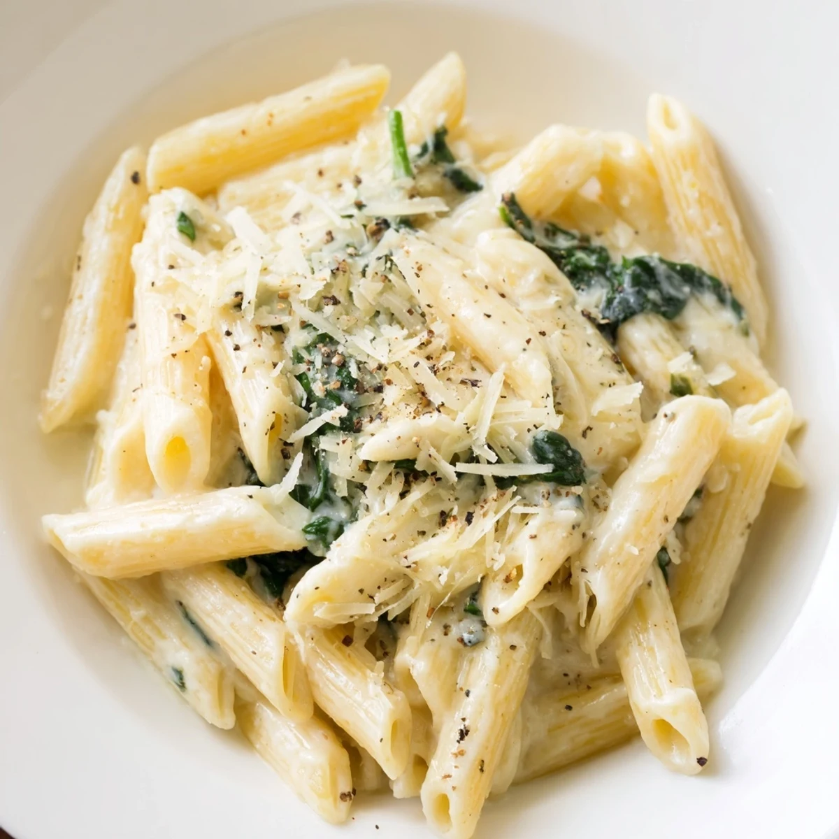 Imagine silky Creamy Spinach Pasta, the warm spinach contrasting the bright, creamy sauce.