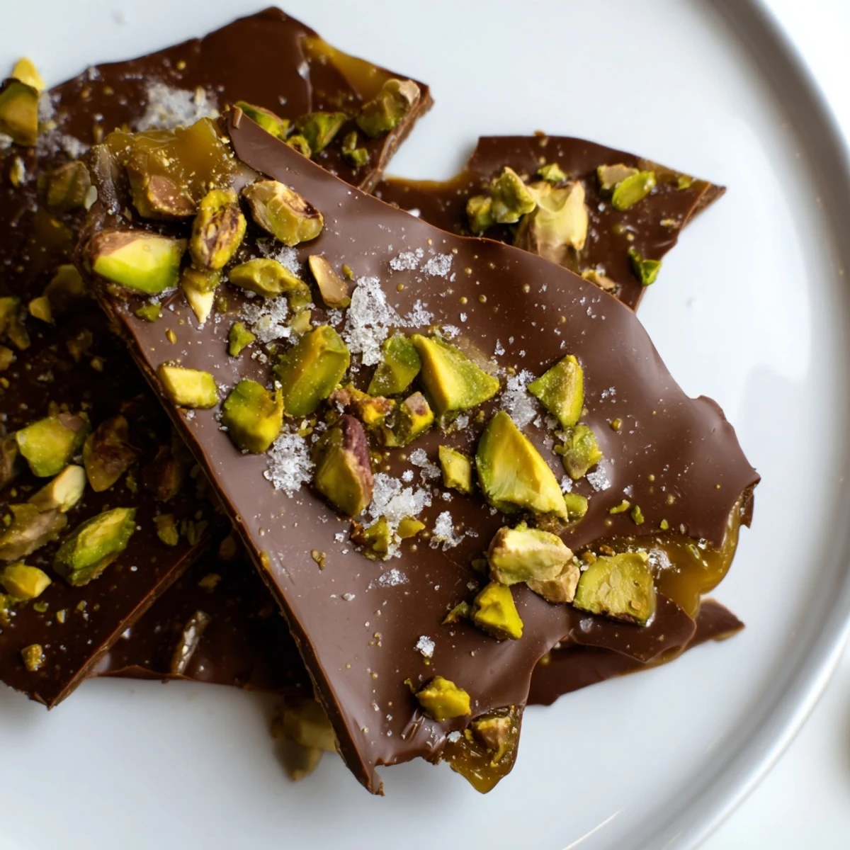 Delicious Pistachio Salted Caramel Bark: a sweet and salty treat perfect for gifting or snacking.