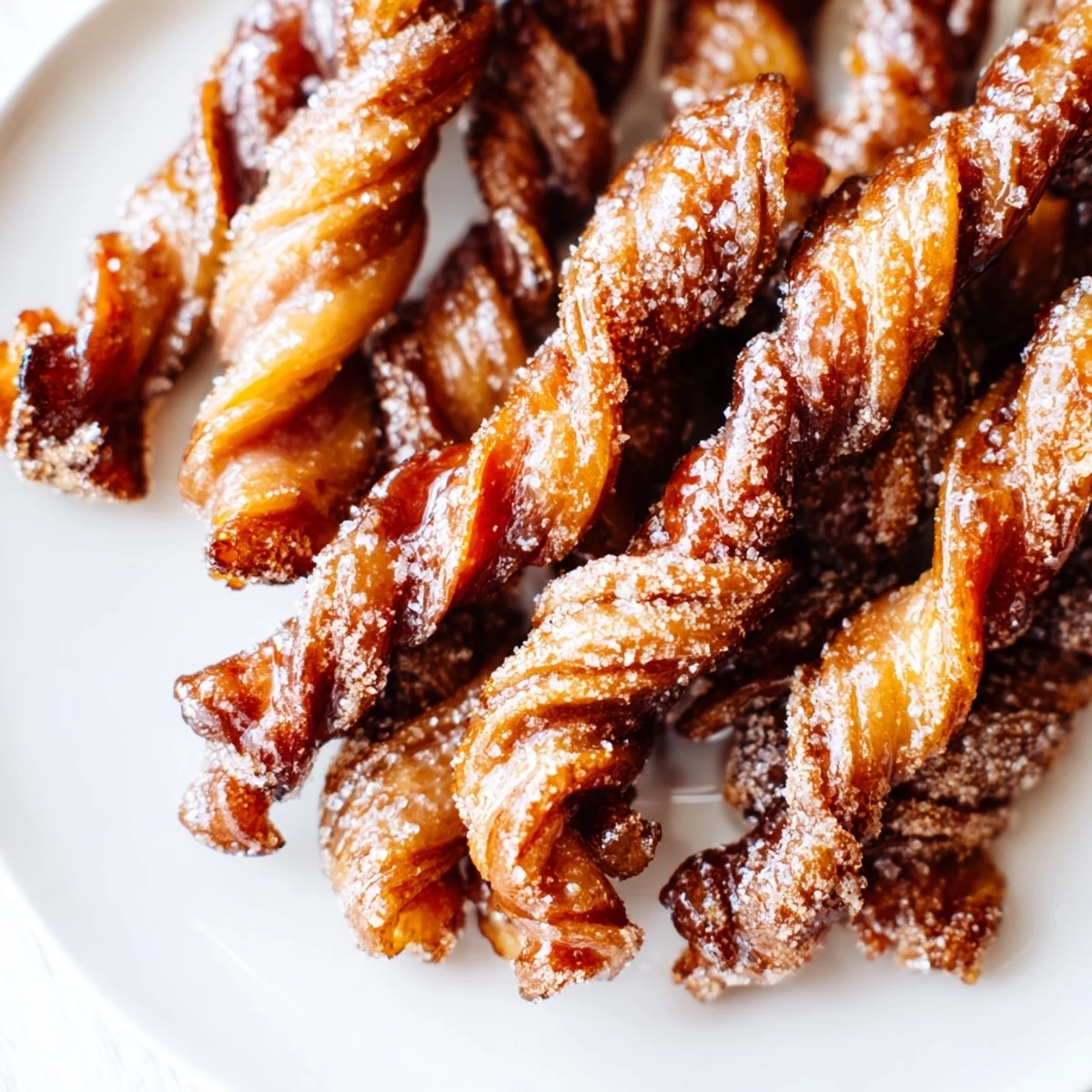 Crisp Spiced Bacon Twists with caramelized edges, ready to be served with creamy dip or eggs.