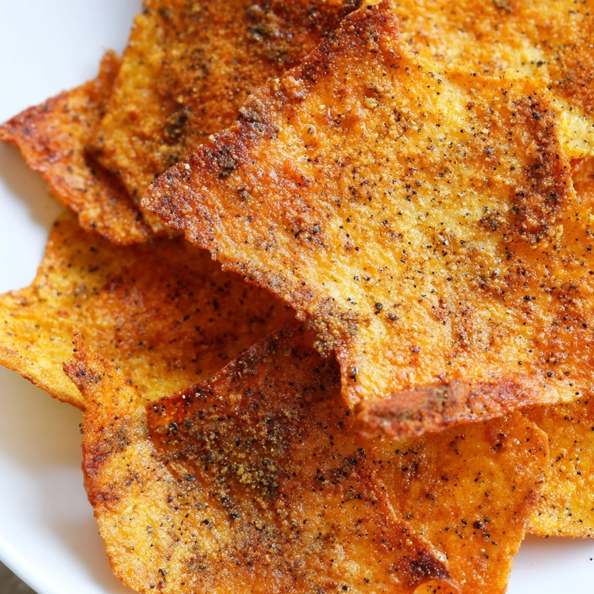 A plate of high protein Cottage Cheese Chips with fresh herbs, served as a gluten-free afternoon snack.