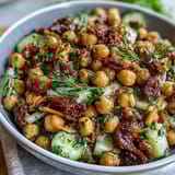 Refreshing protein-packed salad featuring celery, chickpeas, and almonds, tossed in a tangy Dijon mustard vinaigrette.  