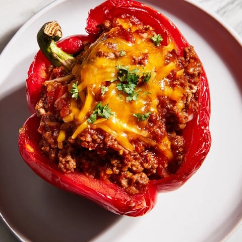 Sloppy Joe stuffed bell peppers: vibrant orange peppers overflowing with savory ground beef and cheese.