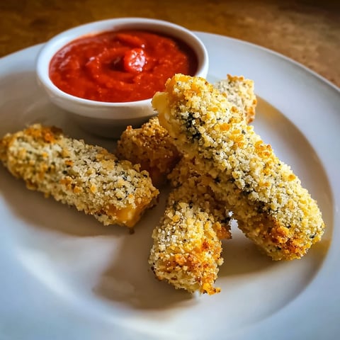 Golden air fryer mozzarella stick grilled cheese fingers, oozing cheese and ready for a marinara dip.