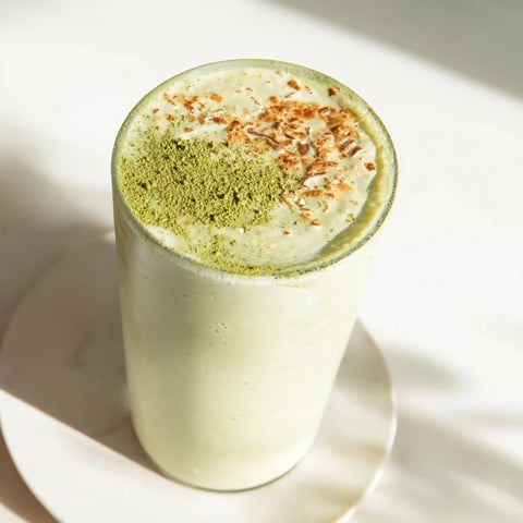 Green Matcha Snickerdoodle Protein Shake, a creamy blend showcasing a delicious, healthy breakfast for quick mornings.