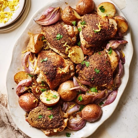 Fragrant and flavorful Pan-Roasted Zaatar Chicken and Potatoes, perfect for an easy weeknight dinner.