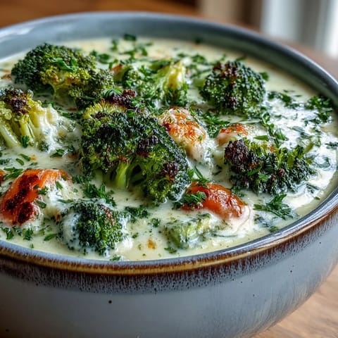 Golden roasted broccoli florets and grated sharp cheddar are ready to blend into this creamy Roasted Broccoli Cheddar Soup. 