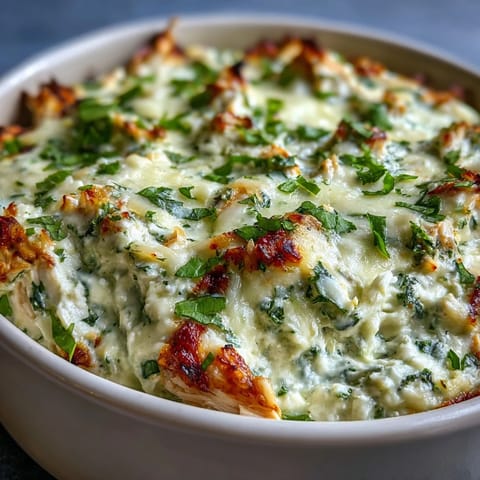 Spicy Cilantro and Lime Chicken dip, served warm with crispy tortilla scoops and fresh cilantro garnish.