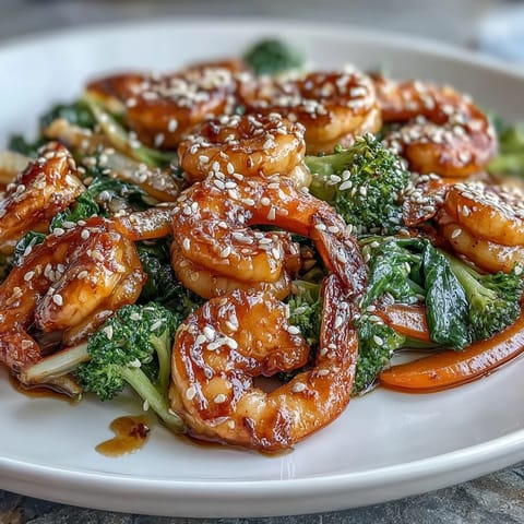 Vibrant shrimp and fresh vegetables sizzle in a savory Asian-inspired sauce, served over light, grain-free cauliflower rice.  