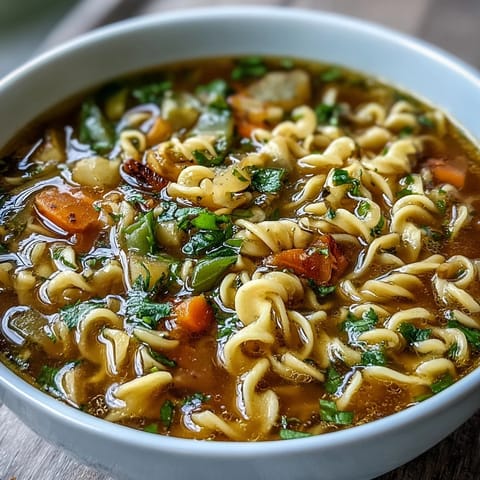 Warm bowl of simple vegetable noodle soup with fresh carrots, celery, and egg noodles in savory broth.  