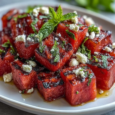 Grilled Watermelon Feta Mint