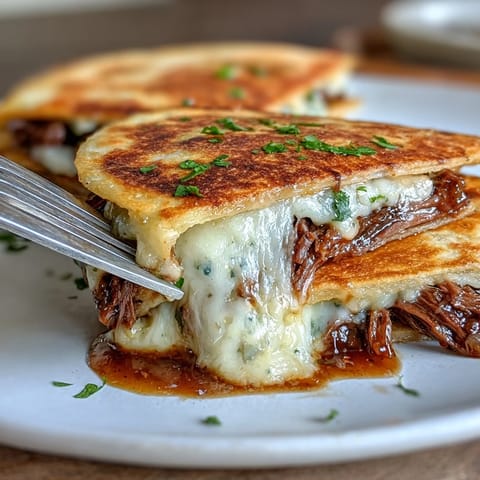 Crispy quesadillas stuffed with tender beef birria, served with a savory consommé for dipping on Cinco de Mayo.  