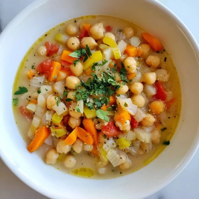 This vibrant Quick-Soak Chickpea and Rosemary Soup features tender chickpeas and fragrant rosemary, a comforting classic.