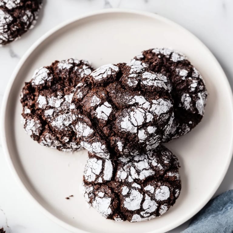 Warm Chocolate Crinkle Cookies, a classic American dessert, perfect for sharing with friends.