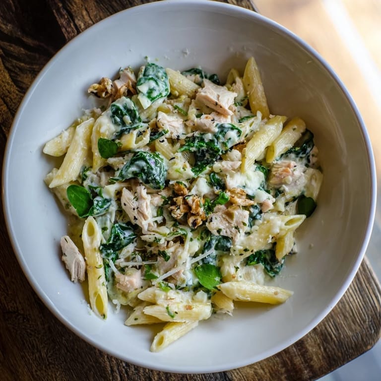 The delicious aroma of One-Pot Creamy Spinach & Turkey Christmas Pasta, perfect for a cozy holiday dinner.