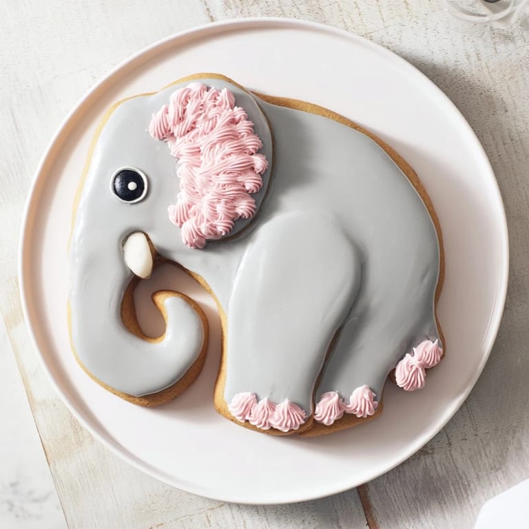 Freshly baked Biscuits Amical Éléphant Géant, large sugar cookies frosted and decorated, perfect treats.