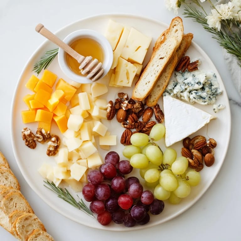 Enjoy this easy-to-assemble Cranberry Grape Man Cheese Board, bursting with fresh flavors and textures.