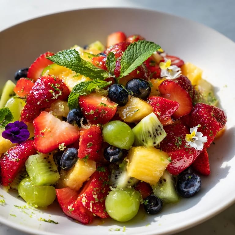 This beautiful Festive Bow Fruit Medley, garnished with mint, is a perfect refreshing dessert or side.