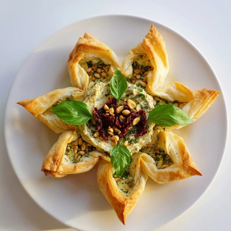 Golden-brown poinsettia puff pastry, with visible flaky layers, offering a delightful holiday appetizer.