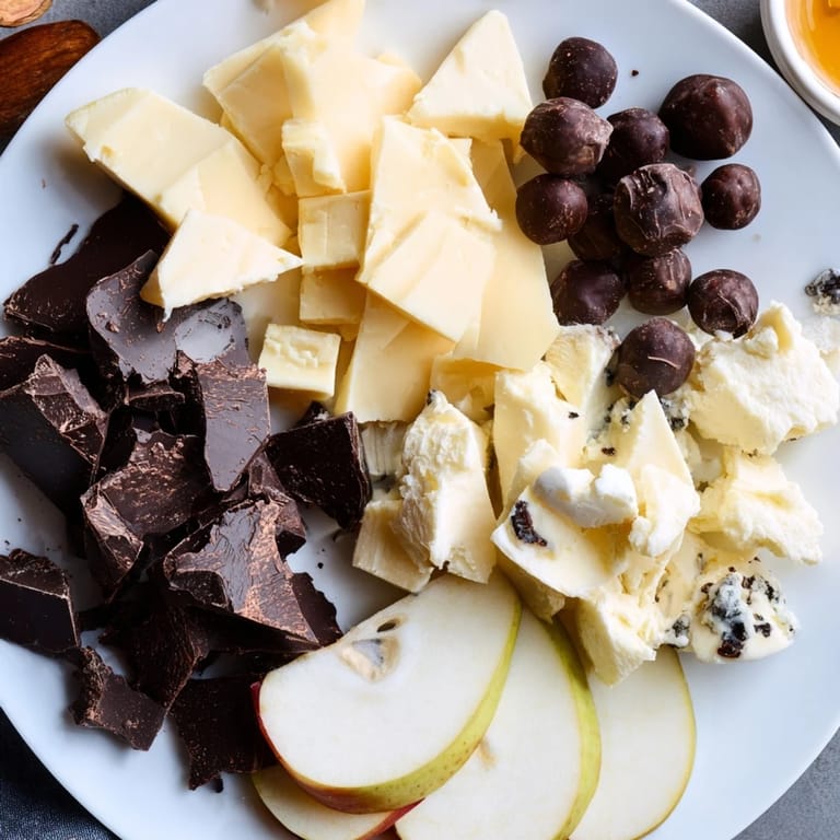 Enjoy a cozy evening with this fireside comfort & cocoa, complete with rich chocolate and a rustic cheese board.