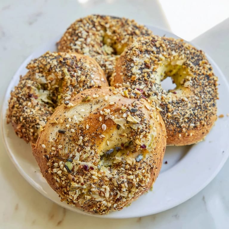 Bright photo of a Cucumber Shaker, featuring vibrant cucumber slices sprinkled with everything bagel seasoning.