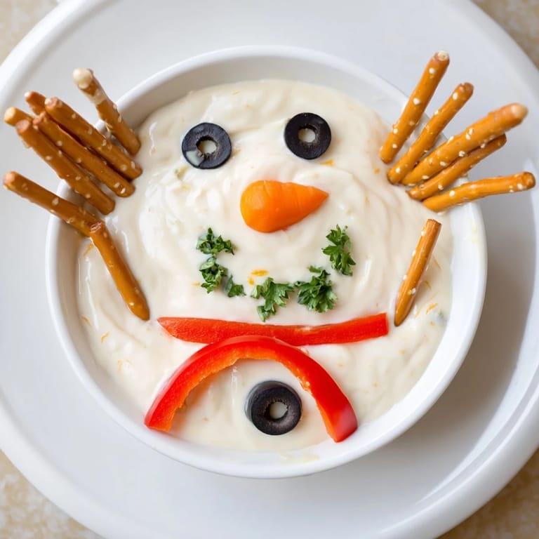 Enjoy a close-up of this delicious Melted Snowman Dip platter with crackers, perfect for your winter party!