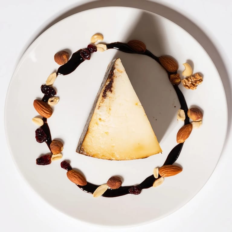 Beautiful The Sundial cheese platter with aged cheese and balsamic glaze, a delicious gluten-free appetizer.
