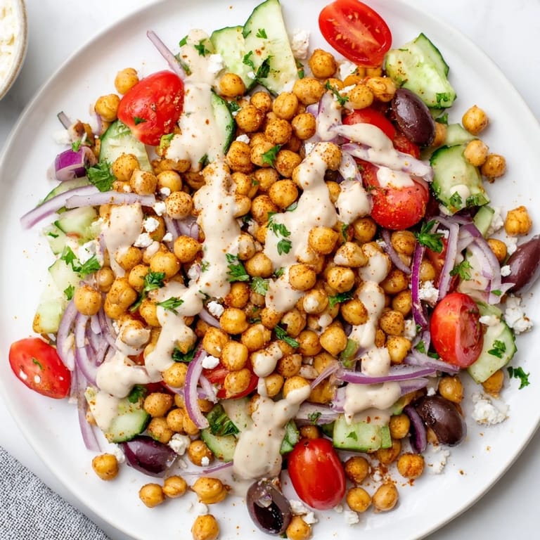 Imagine a delicious Mediterranean Chickpea Bowl with crispy chickpeas, herbs, and bright lemon wedges.