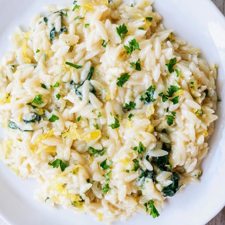 Delicate orzo pasta coated in a rich, creamy sauce, a beautiful one-pot creamy orzo.