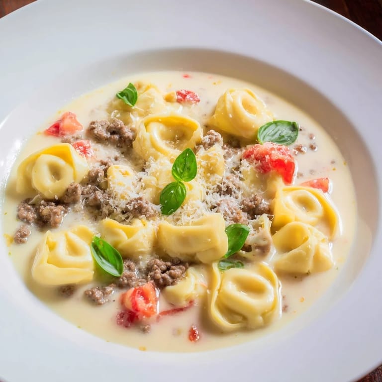 Creamy homemade Tortellini Beef Soup filled with tender tortellini and vegetables, perfect for a cozy supper.