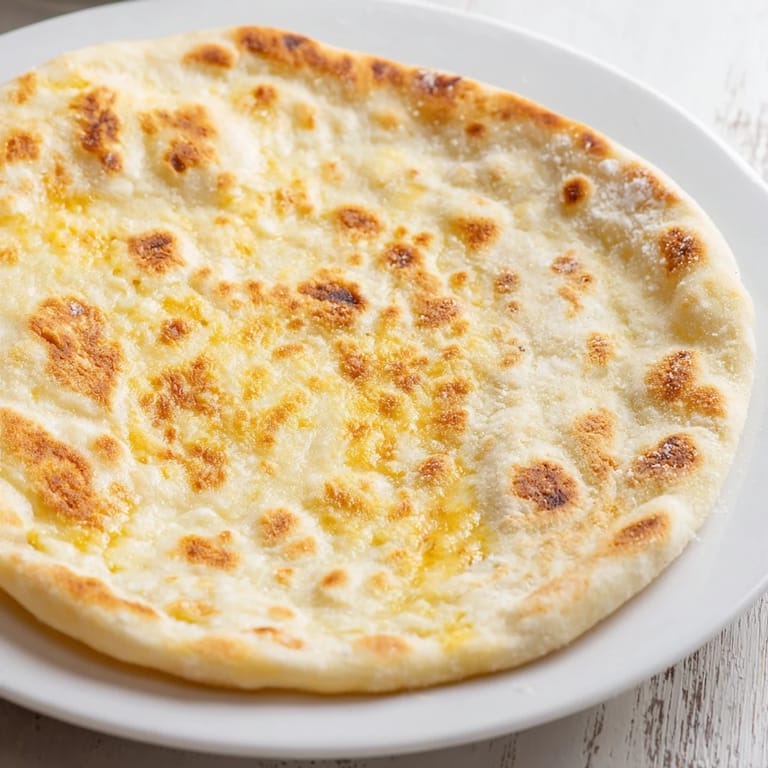 Warm, fluffy Cottage Cheese Flatbread with slightly charred edges, ideal for wraps or alongside dinner.