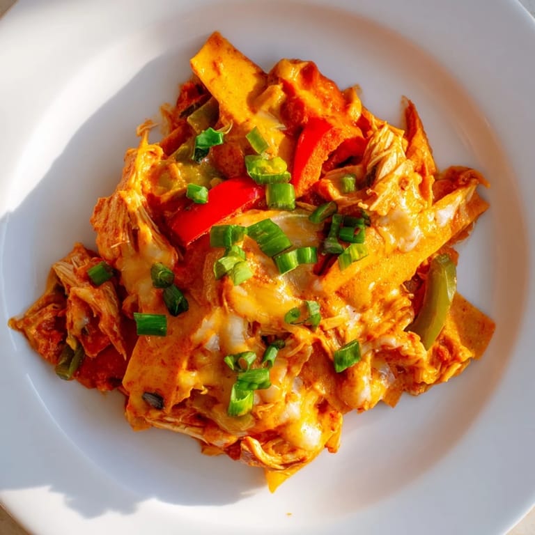 Mouthwatering image of a cheesy Chicken Enchilada Skillet, garnished with cilantro, ready to serve and enjoy.