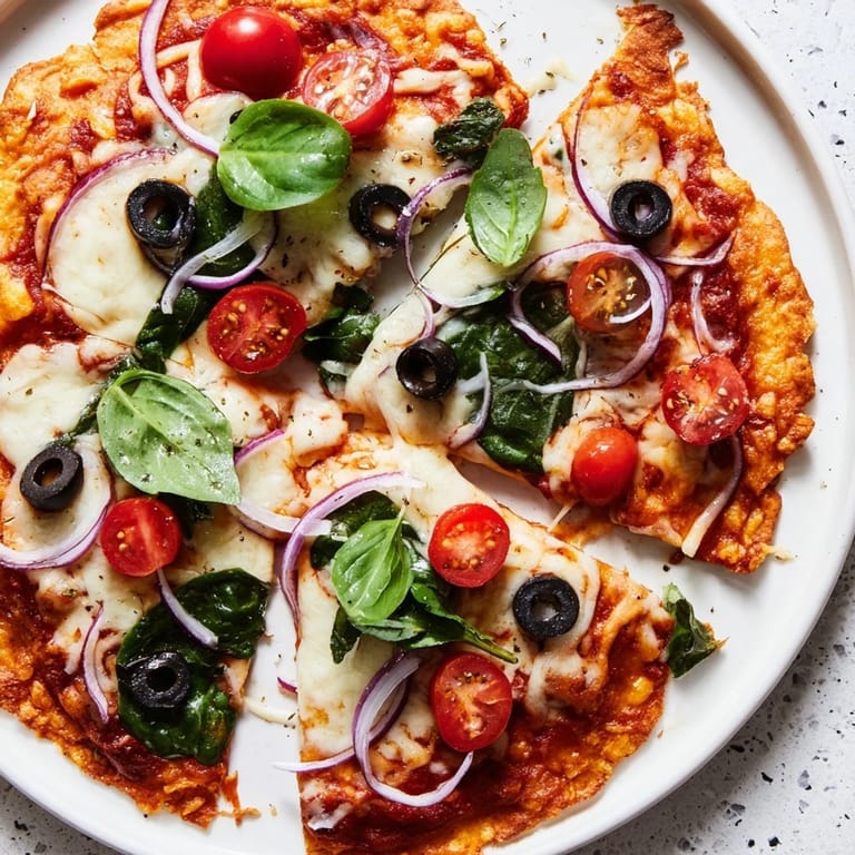 A close-up of a perfectly baked Crispy Tortilla Pizza, showcasing crisp crust and tasty toppings.