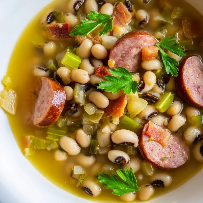 Hearty Southern-Style Black-Eyed Peas simmering in a Dutch oven, mixed with aromatic vegetables and spices, ready to be served over fluffy white rice.