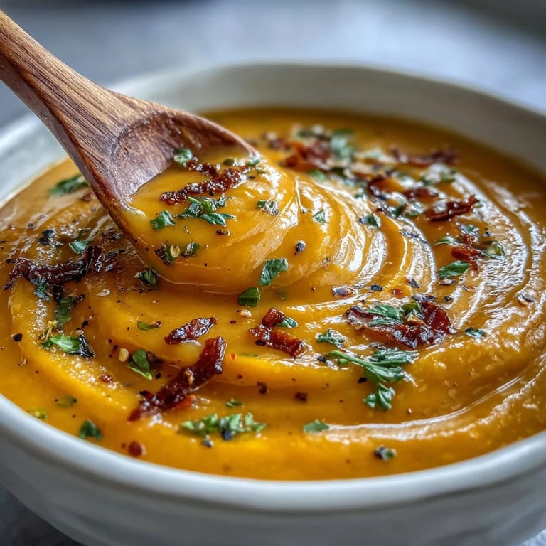 Creamy Butternut Squash Broccoli Cheddar Soup steaming in a white bowl, topped with roasted vegetables and a sprinkle of smoked paprika, paired with crusty bread for dipping.