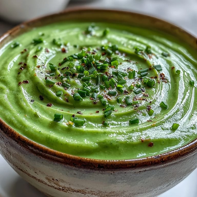 Steaming bowl of homemade Cream of Broccoli Soup with rich cream swirl and green florets.